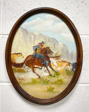 Load image into Gallery viewer, Vintage Cowboy and Horse Painting by Bea Jay, Signed
