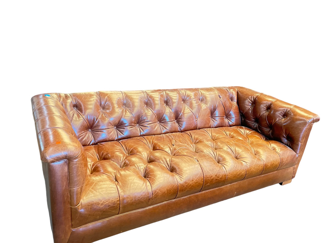 Vintage Brown Leather Chesterfield Sofa