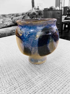 Studio Pottery Signed R with Cobalt Blue Circles