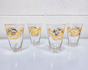 Vintage Set of 4 Rose Glasses