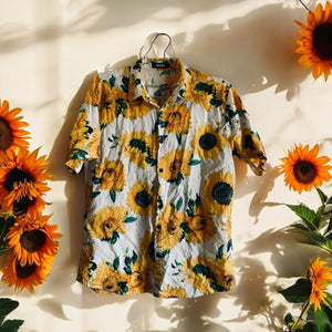 Sunflower Graphic Print Button Up Shirt