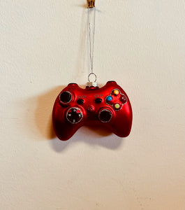 Christmas Tree Red Gamer Controller Glass Ornament