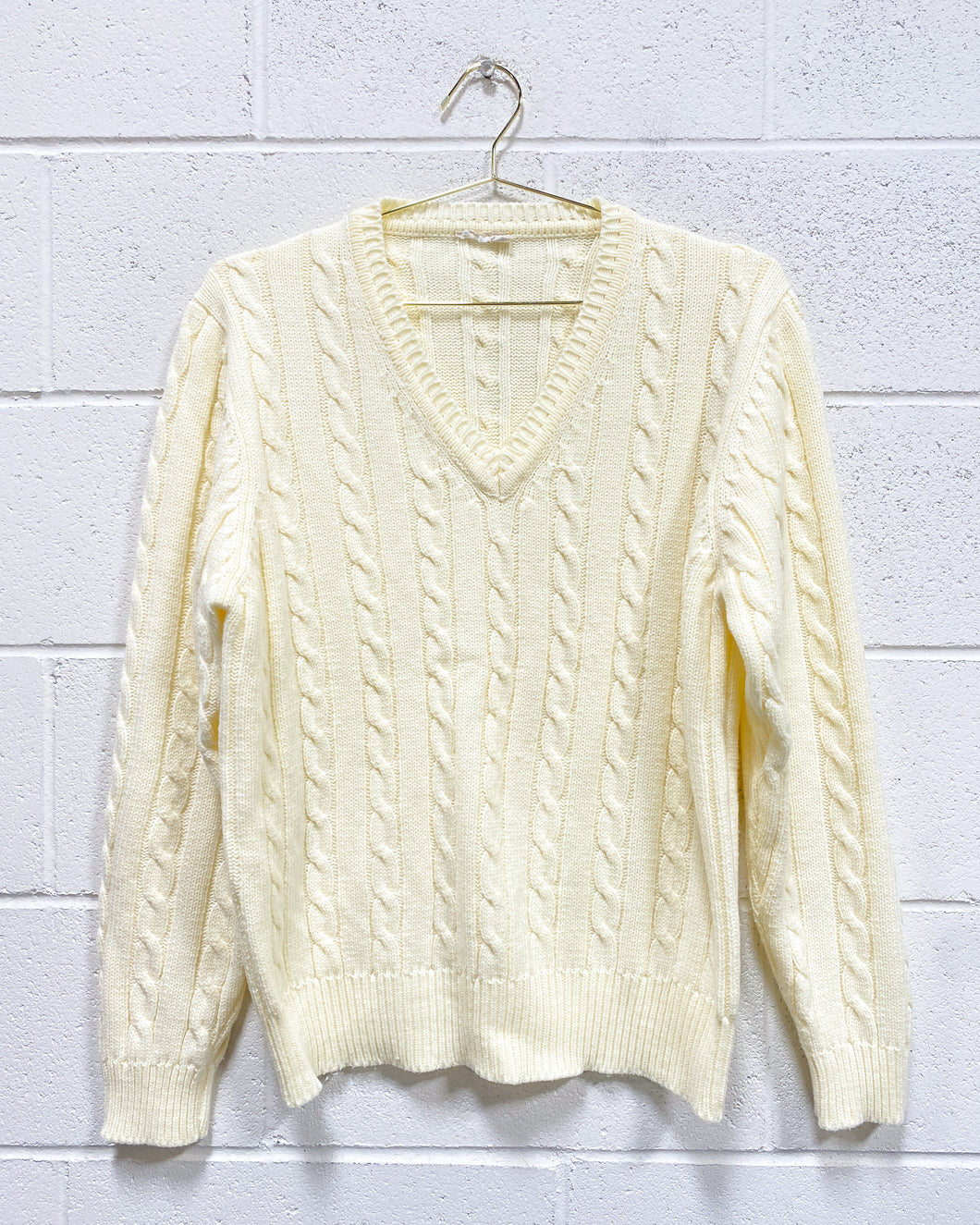 Creamy Yellow V-Neck Sweater (XL)