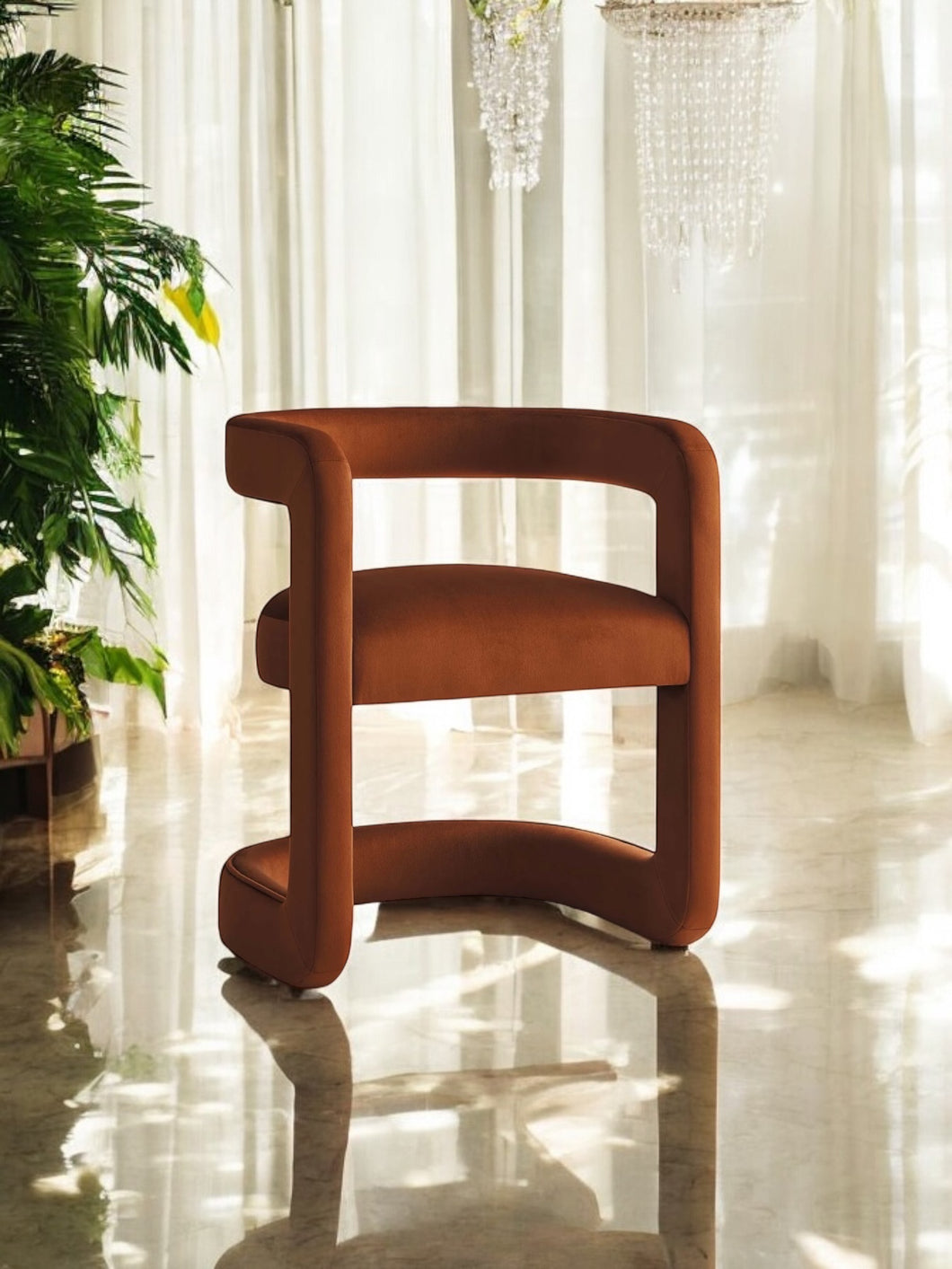 Vivienne Sculptural Lounge Chair in Terra-Cotta