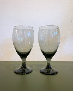 Vintage Pair of Smoked Glass Goblets