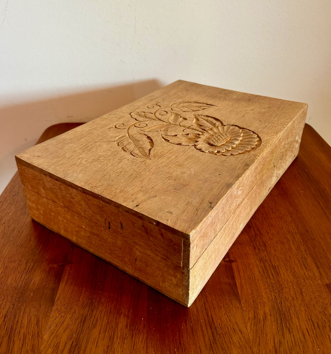 Handcarved Flower Wooden Jewelry Box