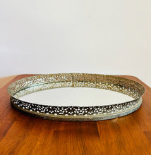 Load image into Gallery viewer, Oval GoldToned Metal Vanity Tray
