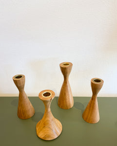 Set of 4 Eucalyptus Wood Candle Holders