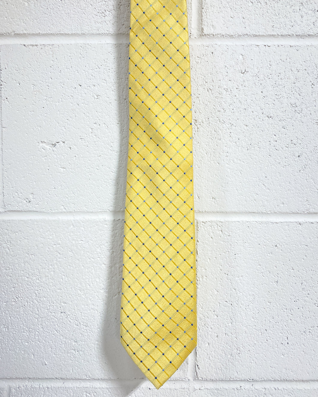 Yellow Tie with Blue Dots - Extra Long