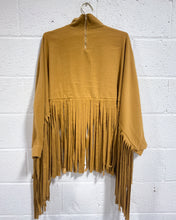 Load image into Gallery viewer, Felt Sleeved Poncho with Fringe (M)
