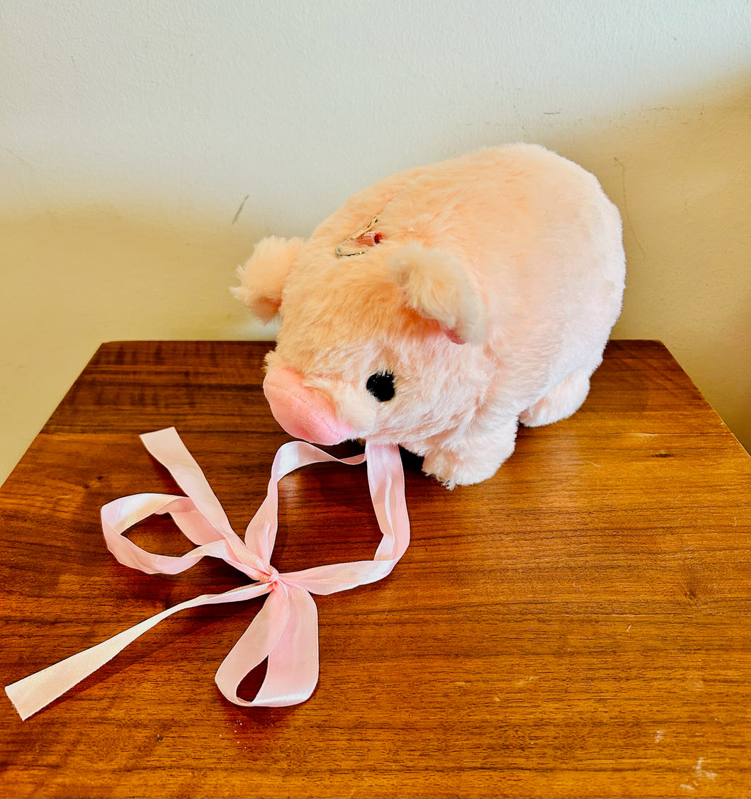 Soft Furry Pink Piggy Crossbody Purse