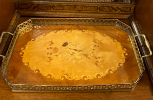 Italian Marquetry Inlaid Wood Serving Tray