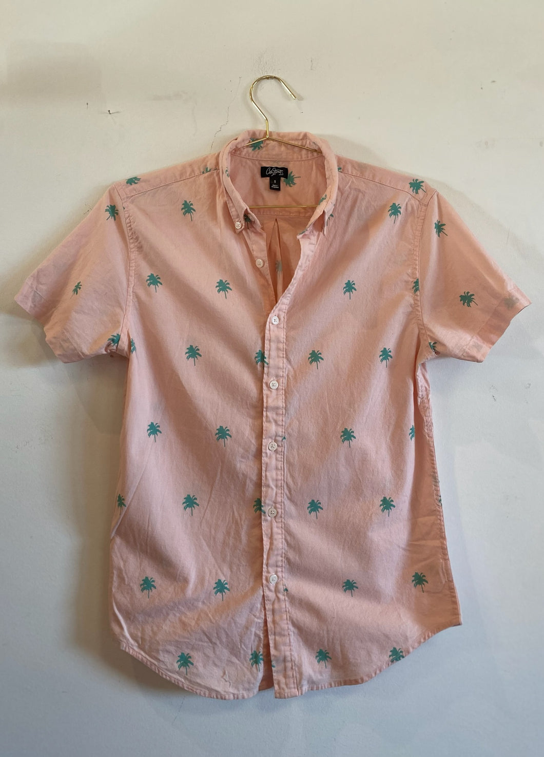 Pink Shirt With Green Palms