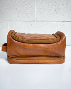 Brown Faux Leather Toiletries Bag