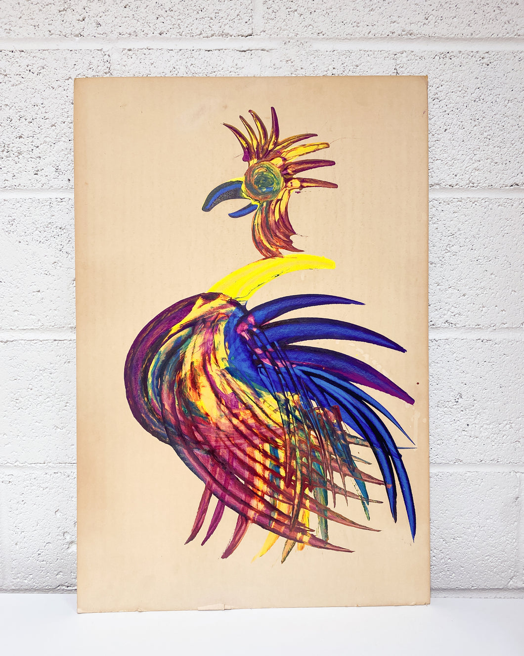 Vintage Painting of a Rooster, Unframed