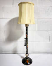 Load image into Gallery viewer, Vintage Black Table Lamp with Painted Fruit Motif
