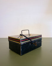 Load image into Gallery viewer, Vintage Metal Hinged Tin Box with Lock and Key - Made in England
