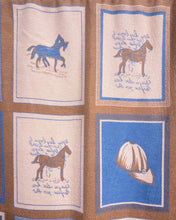 Load image into Gallery viewer, Large Equestrian Scarf/Throw in Blue and Beige
