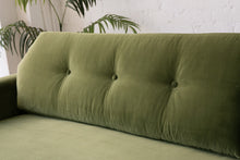 Load image into Gallery viewer, 80&quot; Desmond Walnut Framed Sofa in Olive Green
