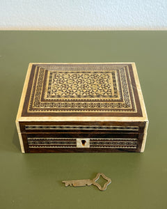 Vintage Mosaic Inlay Box with Key