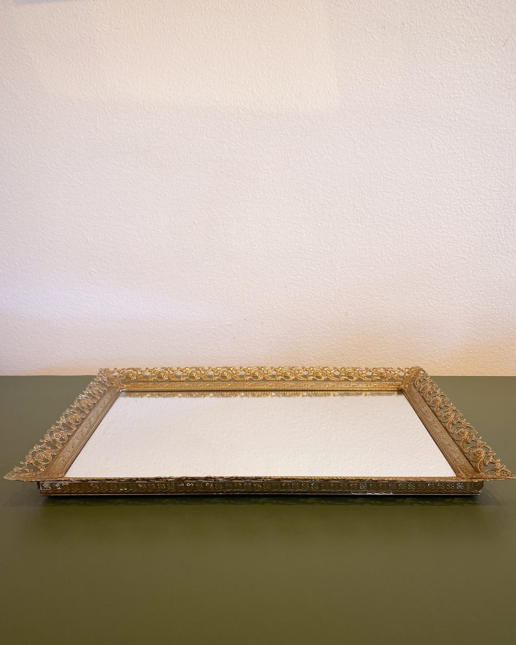 Vintage Gold Rectangular Vanity Tray