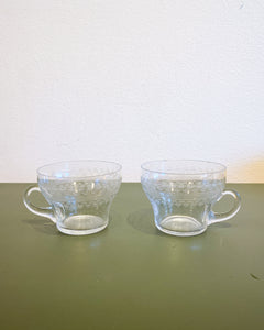 Vintage Pair of Small Needle Etched Cups