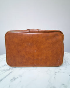 Vintage Faux Brown Leather Suitecase - Large