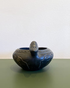 Vintage Black Ceramic Duck Bowl