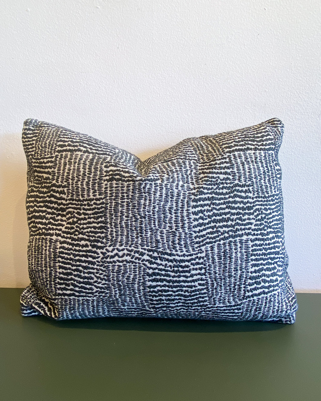 Rectangular Grey and White Woven Textured Pillow