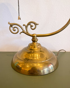 Vintage Blue Ceramic and Brass Table Lamp