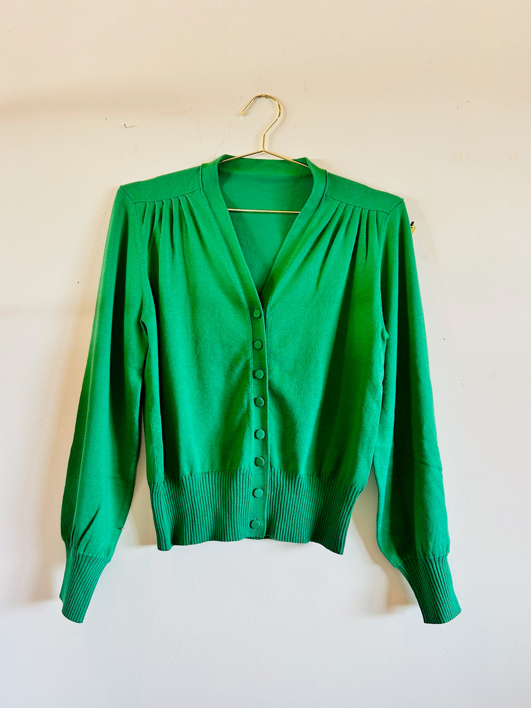 Pleated Green Cardigan