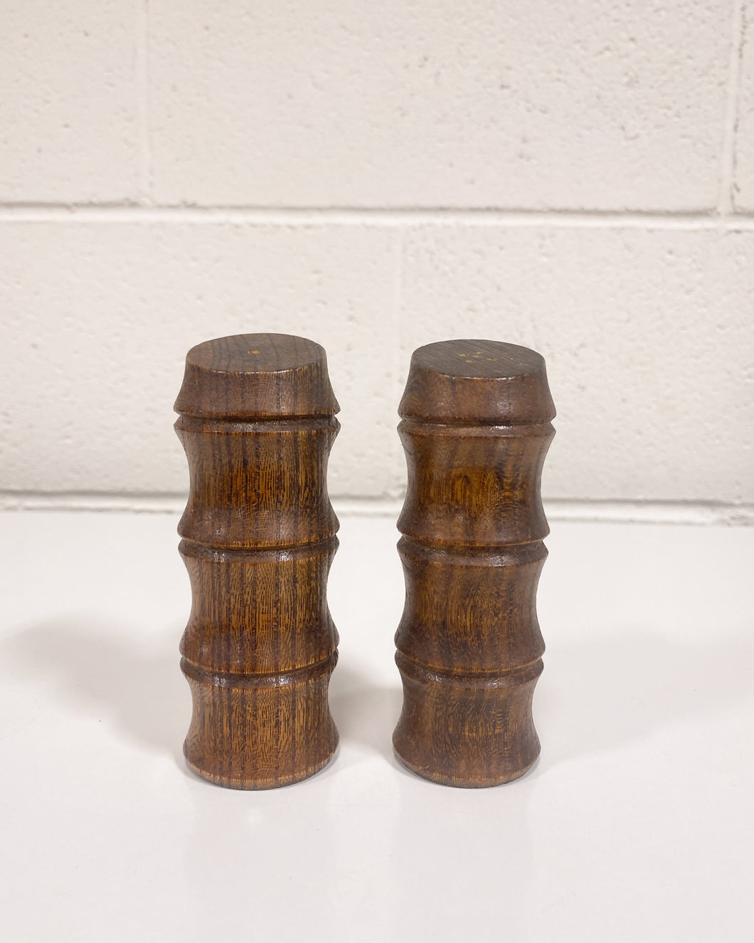 Vintage Sculpted Wood Salt and Pepper Shakers