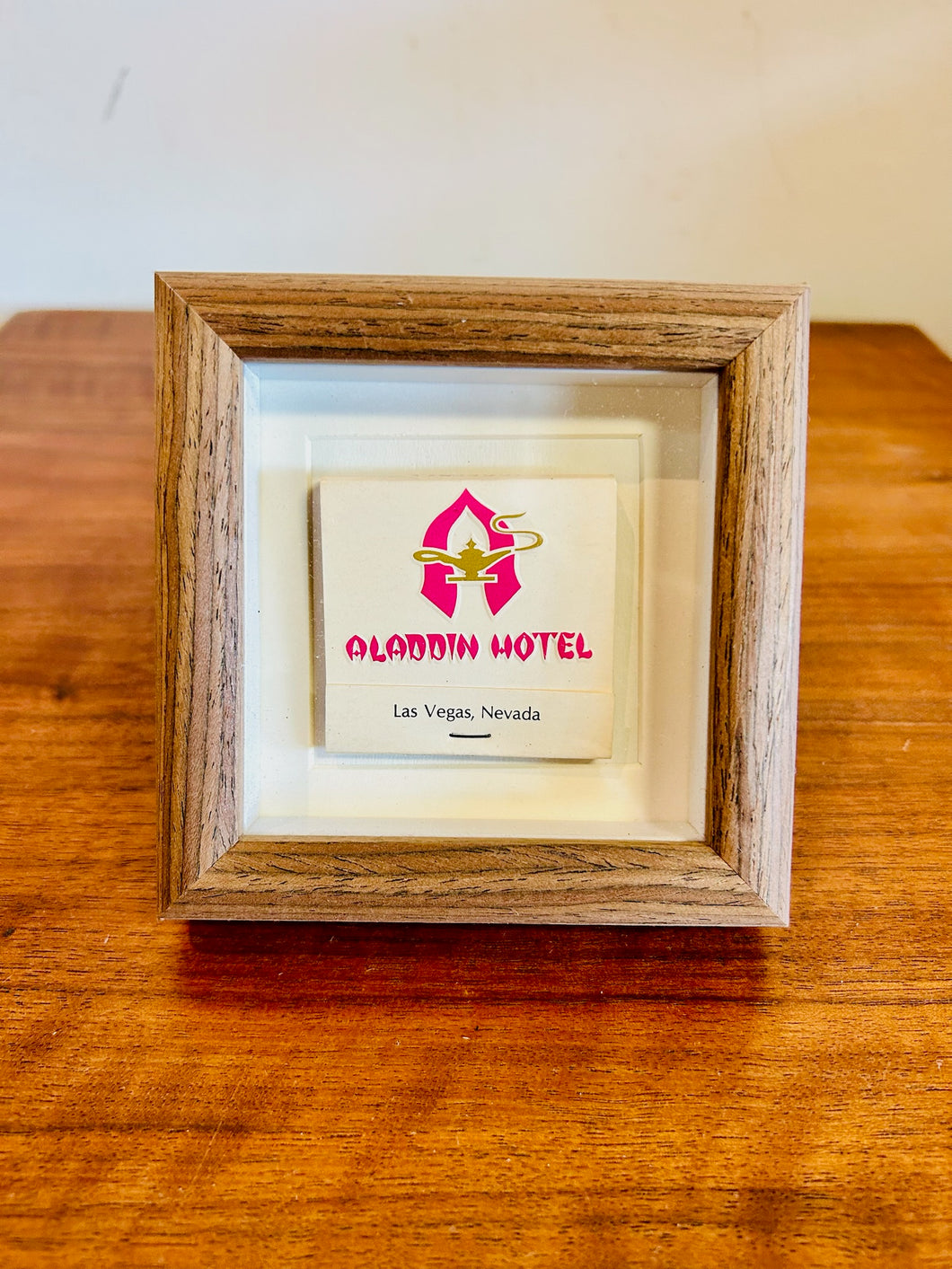 Aladdin Hotel Las Vegas Match Book Display in Stand up Frame