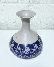 Load image into Gallery viewer, Vintage Blue and Grey Stoneware Vase - Made in USA
