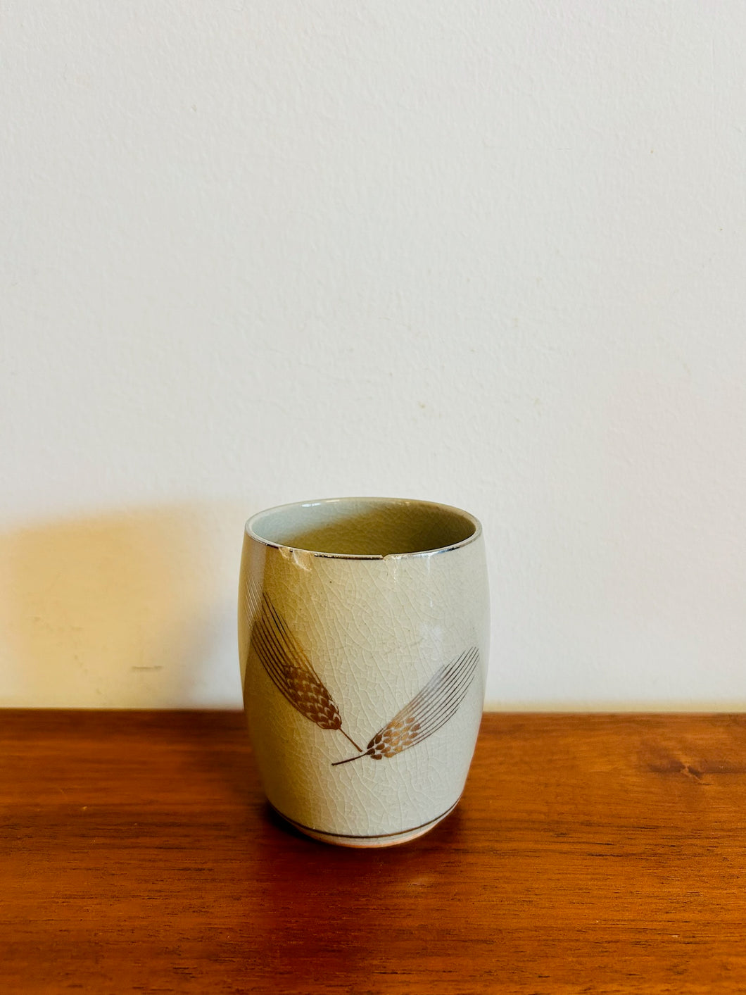 Single Tea Cup with Wheat Motif