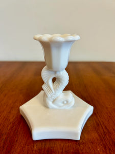 Milk Glass Fish Candle Holder