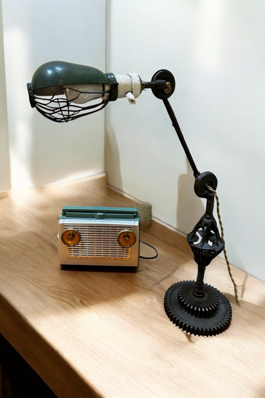 Vintage Green Industrial Desk Lamp