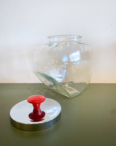 Vintage Tilted Glass Penny Candy/Cookie Jar