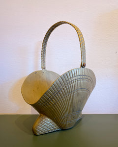 Vintage Brass Seashell Basket Planter