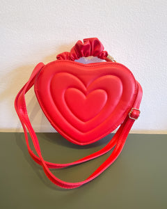 Red Heart Purse with Scrunchy Handle