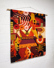 Load image into Gallery viewer, Large Fiber Art Wall Hanging in Reds and Golds
