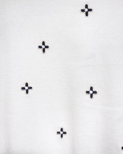 White Knit Blouse with Black Flowers (M)