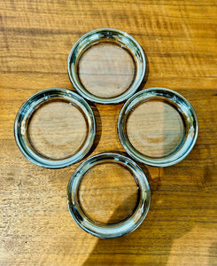 Vintage Glass Metal Trim Candle Coaster set of 4