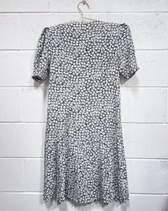 Vintage Black and White Floral Dress (6)