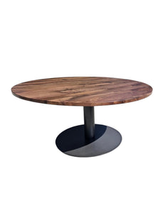 Solid Walnut Round Table with Black Base