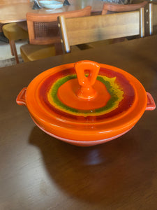 Orange Ceramic Bowl with Lid