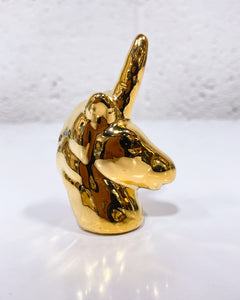 Mini Gold Unicorn Head Figurine