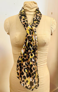 Sheer Animal Print Silk Scarf