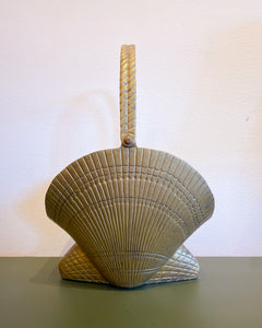 Vintage Brass Seashell Basket Planter