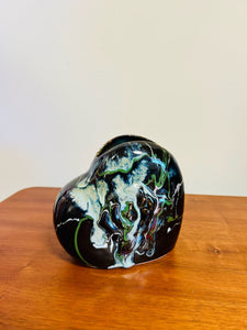 Black Heart Vase with Swirls